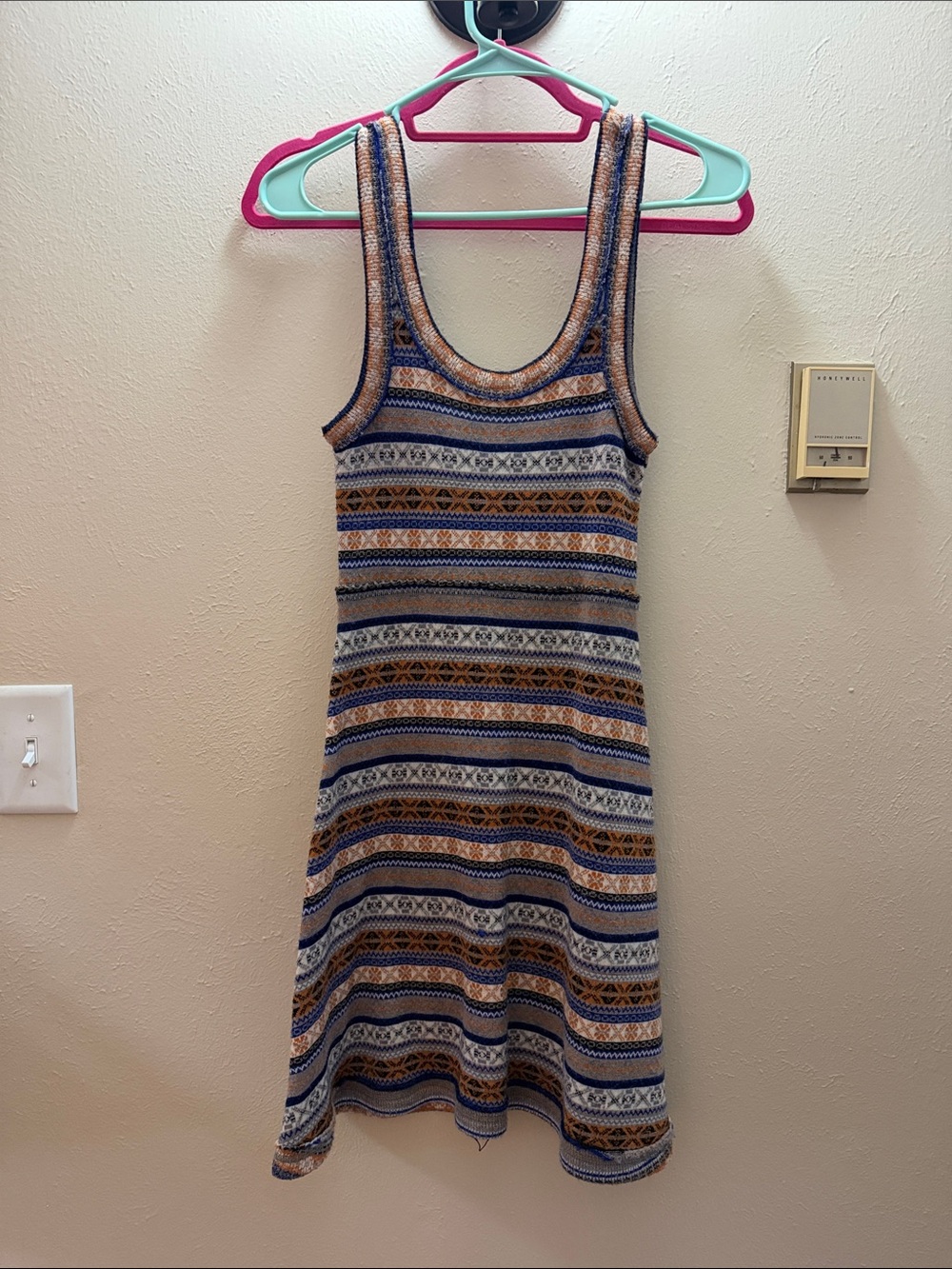 Free People Striped Tank Mini Dress in Blue and Tan